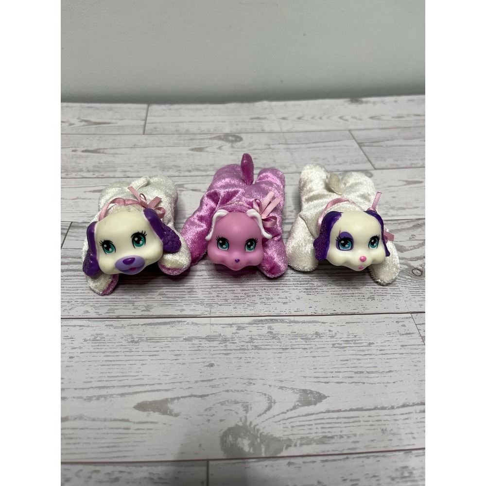 Puppy‎ Surprise Mini Plush Puppies Set of 3 Pink White Purple Vintage Style Toy